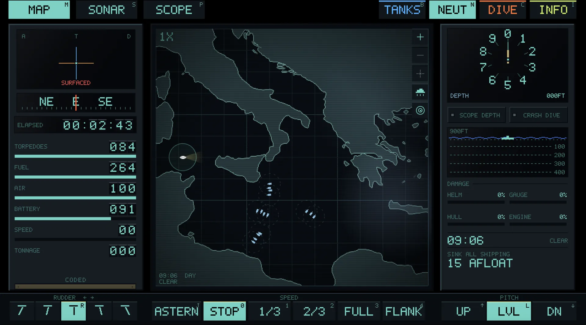 Navigation chart of the Mediterranean